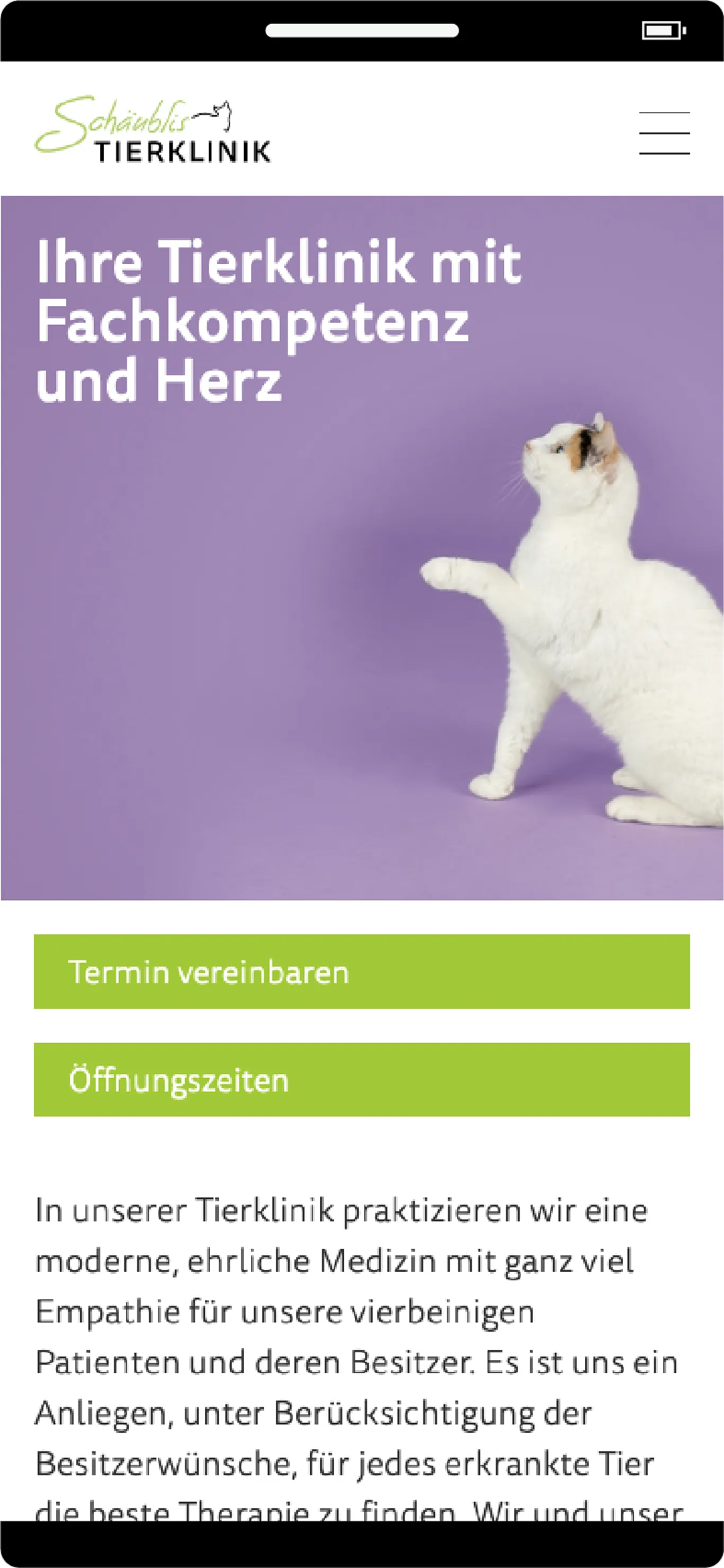 Website Mobile . Schäublis Tierklinik