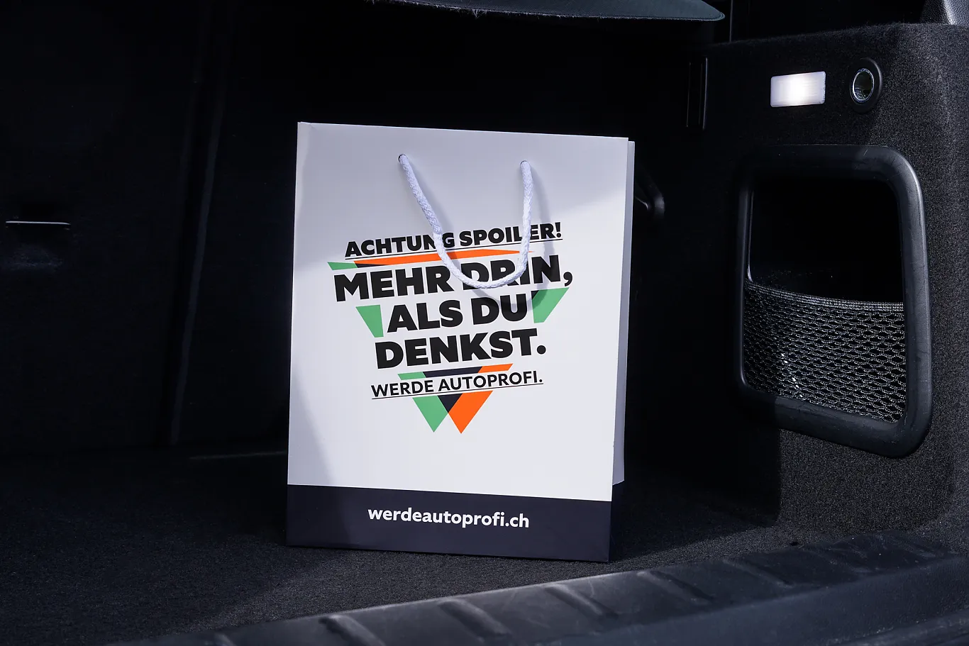 Werde Autoprofi . Tasche mit dem Slogan «Mehr drin als du denkst»»