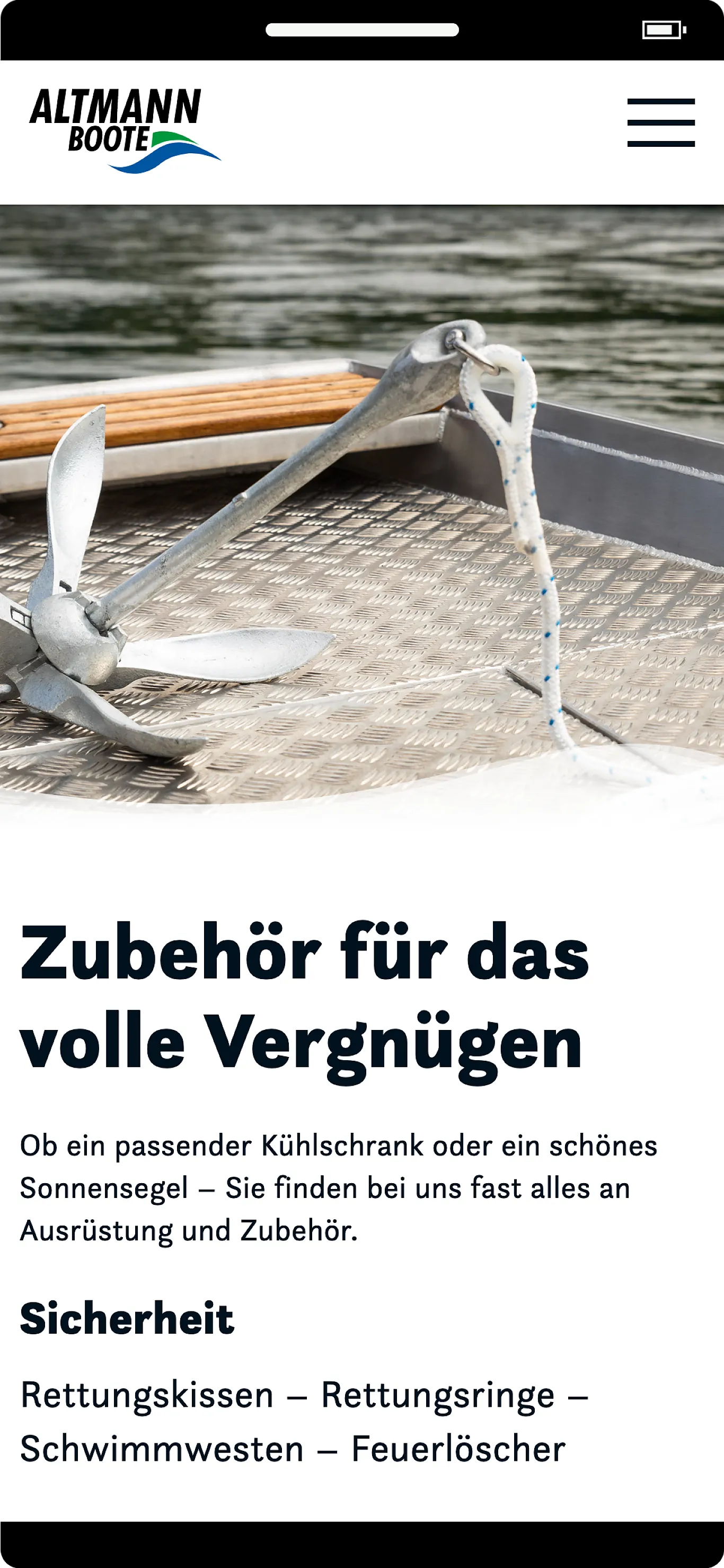 Altmann Boote . Website . Texte